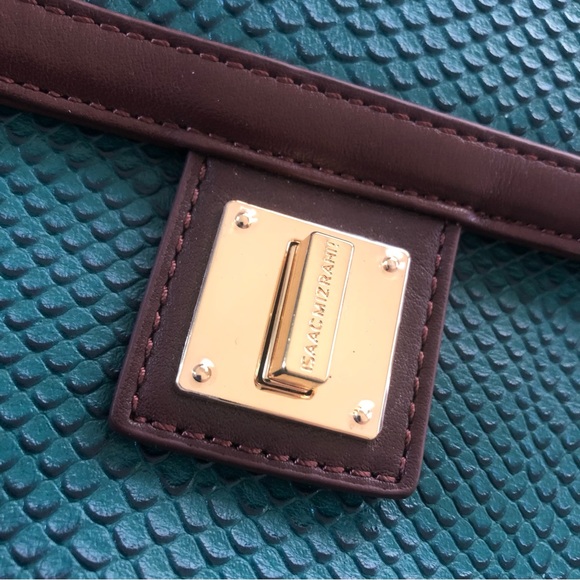 Isaac Mizrahi Teal Textured Genuine Leather Crossbody, NWOT - Picture 4 of 14